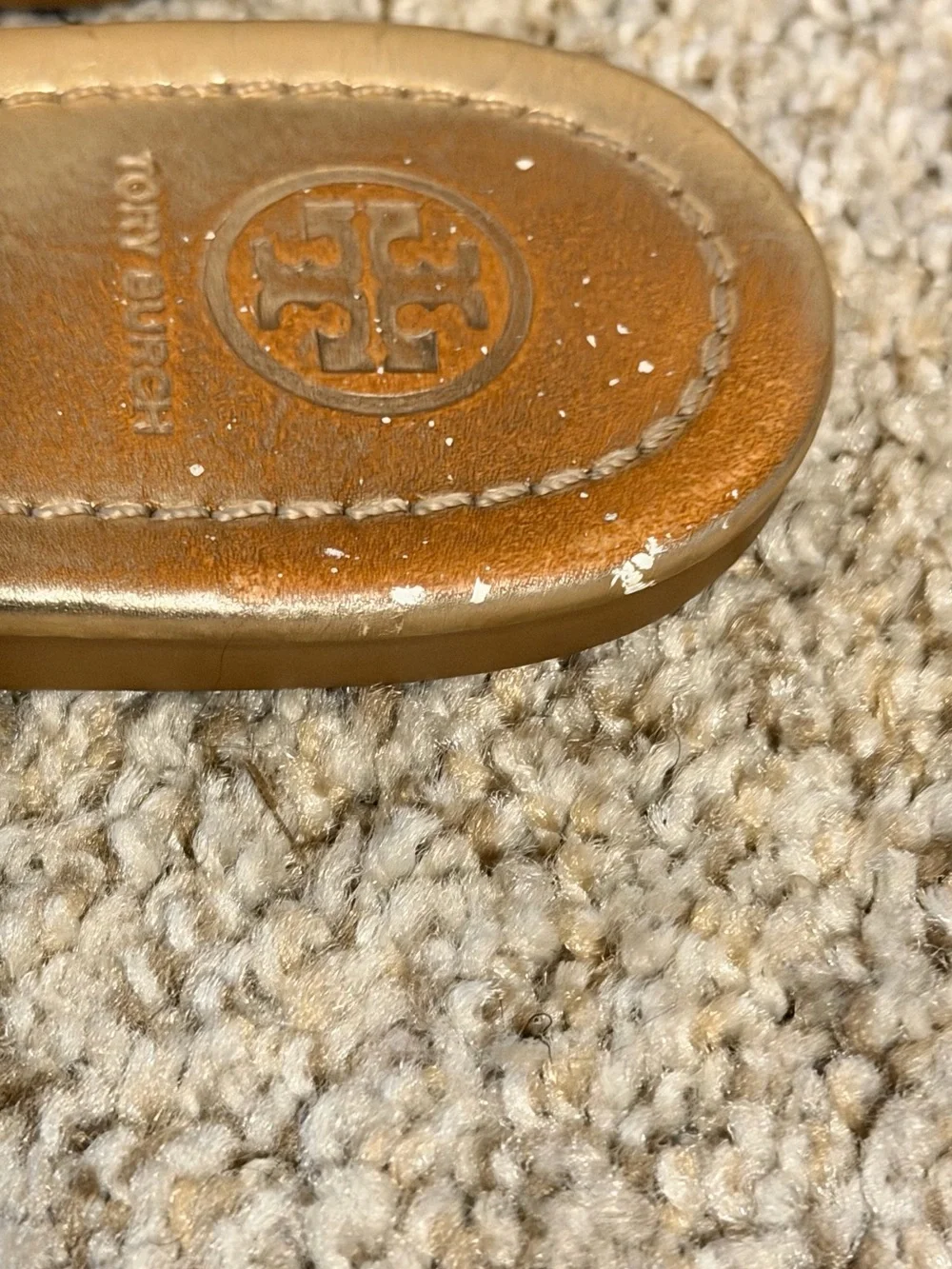 Tory Burch Metallic Bronze Logo Thong Sandals